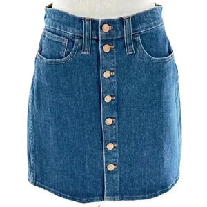 Madewell denim pencil skirt size 27 blue Jean button down RN77388 with pockets